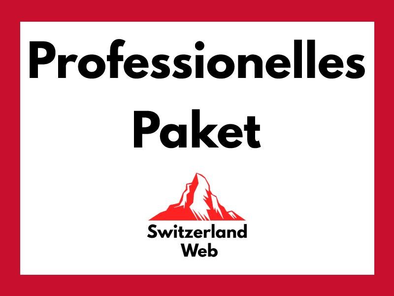 Banner mit Text "Professionelles Paket" und Switzerland Web Logo – modernes Webdesign Schweiz für KMU und lokale Firmen.